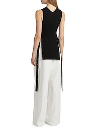 Rita Rib-Knit Sleeveless Side-Slit Top