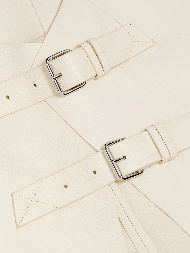 Noa Buckle-Detailed Leather Open Back Top