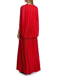 Rumi Pleated Jersey Cape Maxi Dress