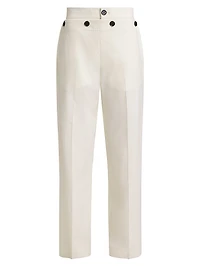 Oliver Wool Gabardine High-Waist Straight-Leg Pants