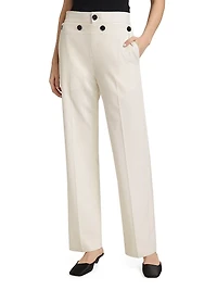 Oliver Wool Gabardine High-Waist Straight-Leg Pants