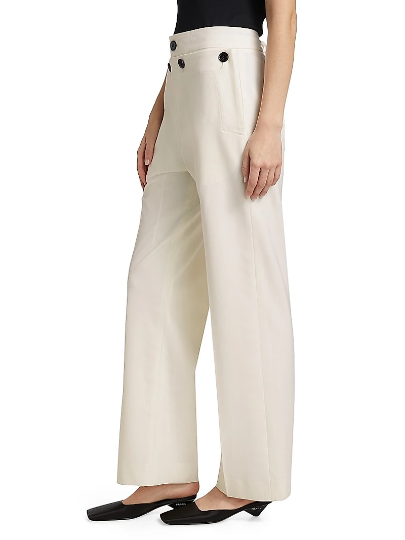 Oliver Wool Gabardine High-Waist Straight-Leg Pants