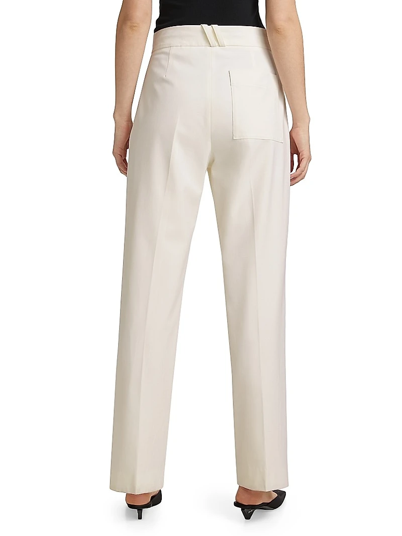 Oliver Wool Gabardine High-Waist Straight-Leg Pants