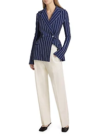 Oliver Wool Gabardine High-Waist Straight-Leg Pants