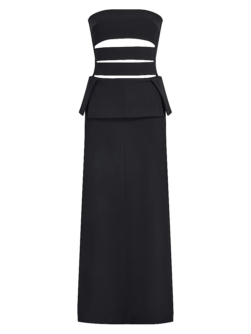 Wool-Blend Cut-Out Strapless Gown