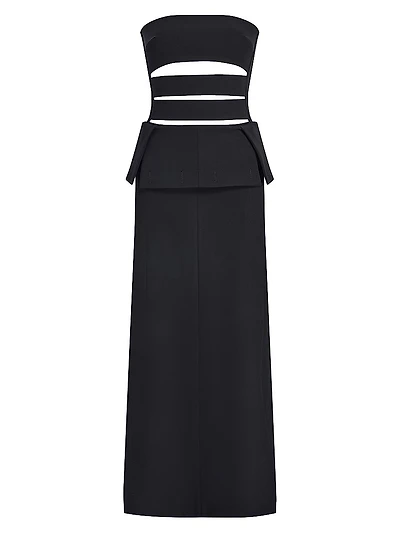 Wool-Blend Cut-Out Strapless Gown