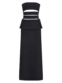 Wool-Blend Cut-Out Strapless Gown