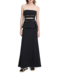 Wool-Blend Cut-Out Strapless Gown