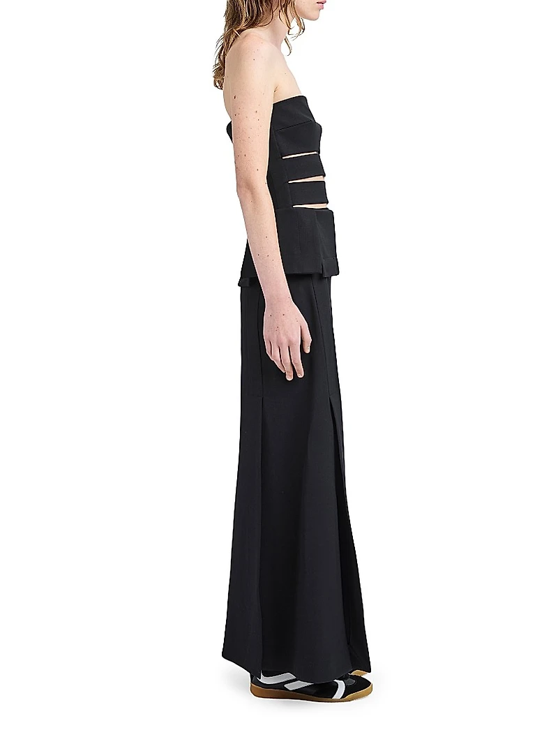 Wool-Blend Cut-Out Strapless Gown