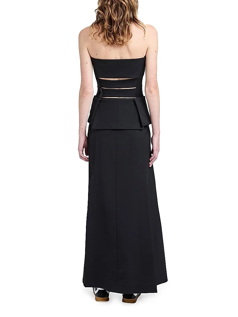 Wool-Blend Cut-Out Strapless Gown