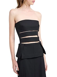 Wool-Blend Cut-Out Strapless Gown