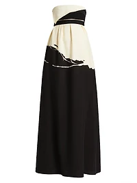 Ophelia Abstract Colorblocked Strapless Gown