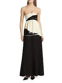 Ophelia Abstract Colorblocked Strapless Gown