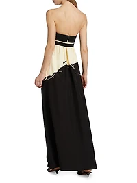 Ophelia Abstract Colorblocked Strapless Gown