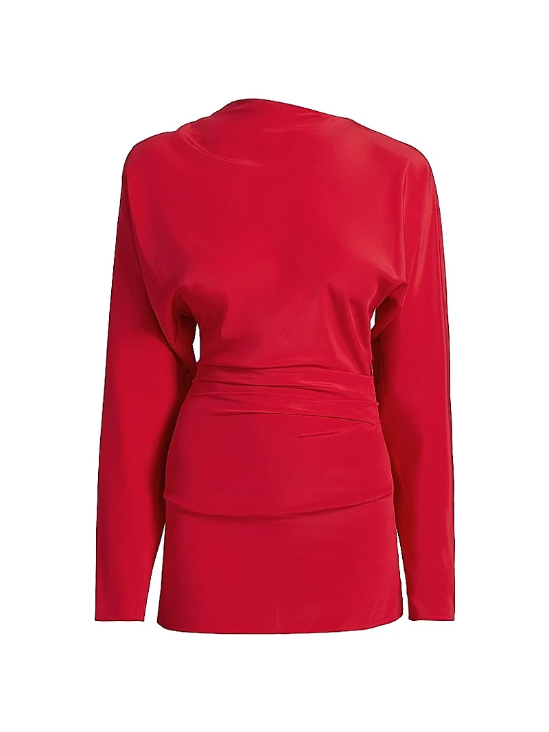 Keegan Stretch Silk-Blend Asymmetric Top