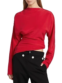 Keegan Stretch Silk-Blend Asymmetric Top