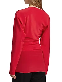 Keegan Stretch Silk-Blend Asymmetric Top