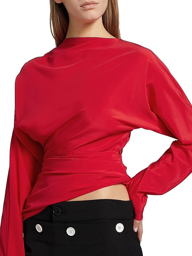 Keegan Stretch Silk-Blend Asymmetric Top