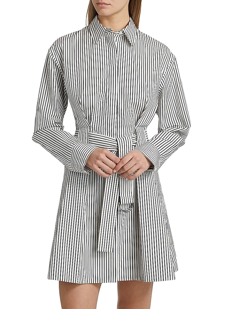 Viola Stripe Poplin Mini Shirtdress