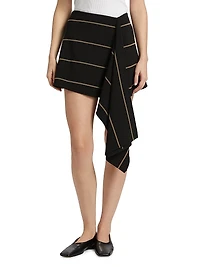 Rae Striped A-Line Asymmetric Miniskirt
