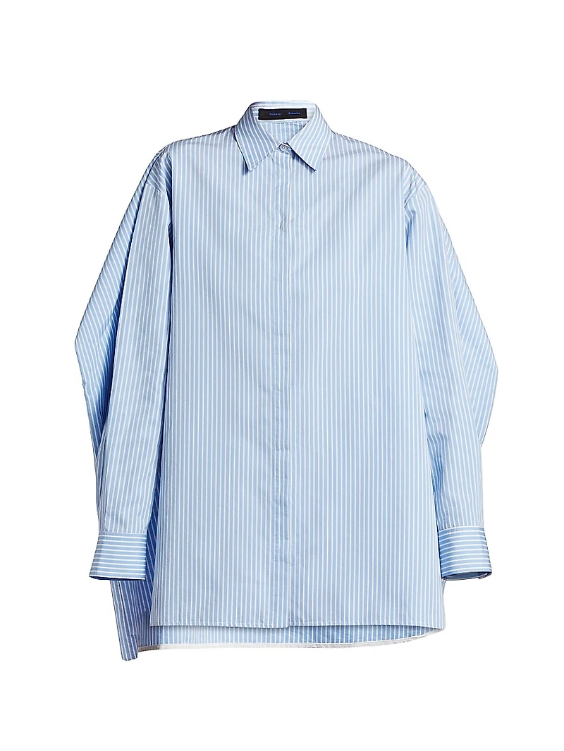 Isla Striped Cotton & Silk Poplin Mini-Shirtdress