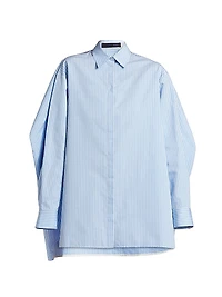 Isla Striped Cotton & Silk Poplin Mini-Shirtdress