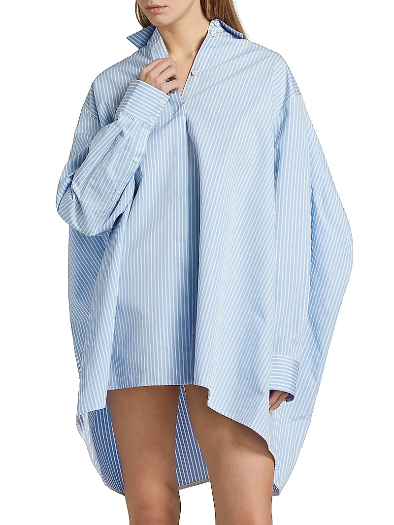 Isla Striped Cotton & Silk Poplin Mini-Shirtdress