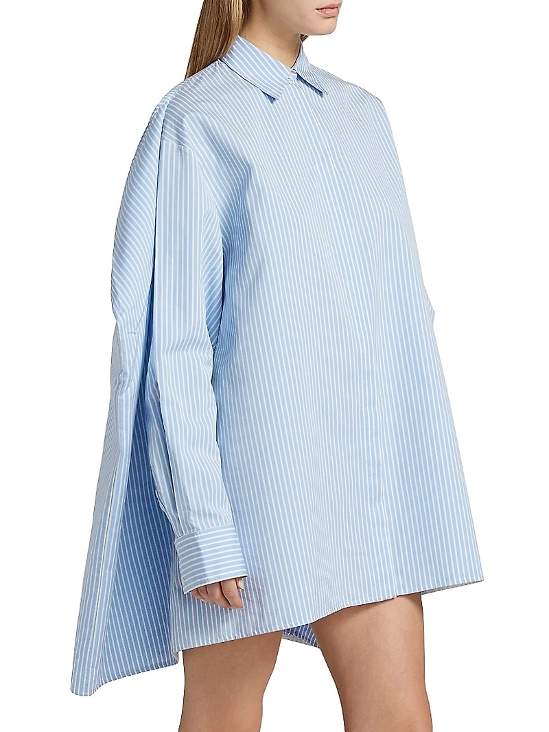 Isla Striped Cotton & Silk Poplin Mini-Shirtdress