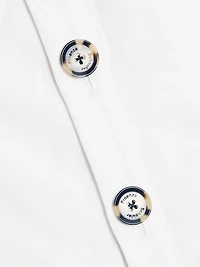 Zion Linen-Blend Foldover Collar Button-Front Top