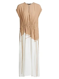 Ezra Dip-Dye Drawstring Waist Midi-Dress