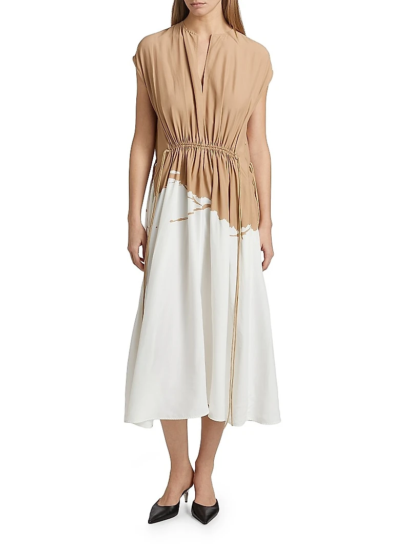 Ezra Dip-Dye Drawstring Waist Midi-Dress