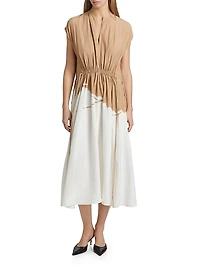 Ezra Dip-Dye Drawstring Waist Midi-Dress