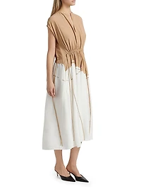 Ezra Dip-Dye Drawstring Waist Midi-Dress