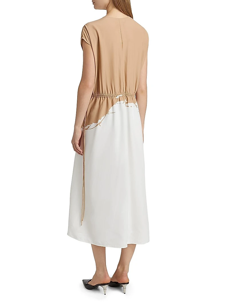 Ezra Dip-Dye Drawstring Waist Midi-Dress