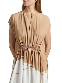 Ezra Dip-Dye Drawstring Waist Midi-Dress