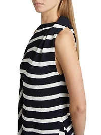 Yves Striped Cotton-Blend Fringe Asymmetric Top