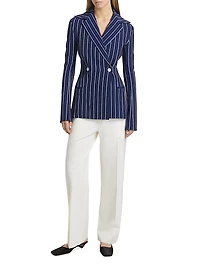 Marine Plaid Double-Breasted Jacket