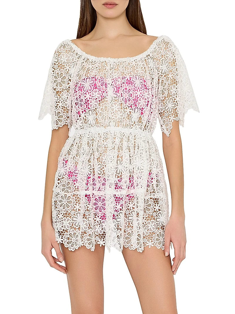 Swirl Lace Cover-Up Minidress