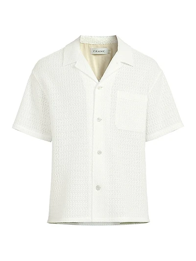 Open Weave Cotton-Blend Button-Front Shirt
