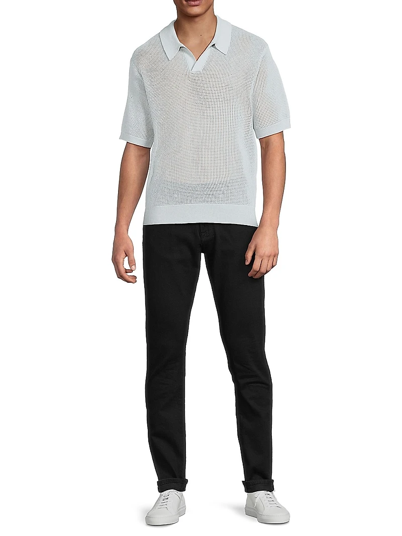 Open Weave Polo Sweater