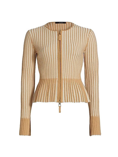 Priscilla Rib-Knit Zip-Up Cardigan