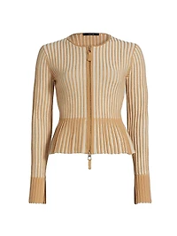 Priscilla Rib-Knit Zip-Up Cardigan