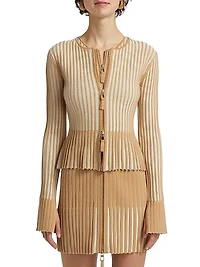 Priscilla Rib-Knit Zip-Up Cardigan