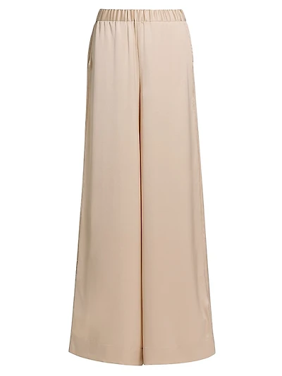 Auggie Satin Elasticized Wide-Leg Pants
