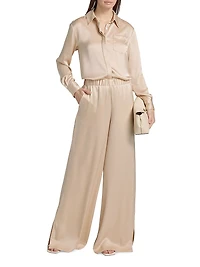 Auggie Satin Elasticized Wide-Leg Pants