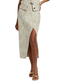 Kate Tweed Button Wrap Skirt