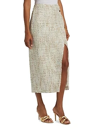 Kate Tweed Button Wrap Skirt