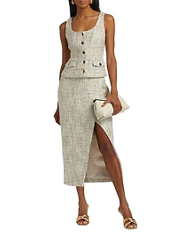 Kate Tweed Button Wrap Skirt