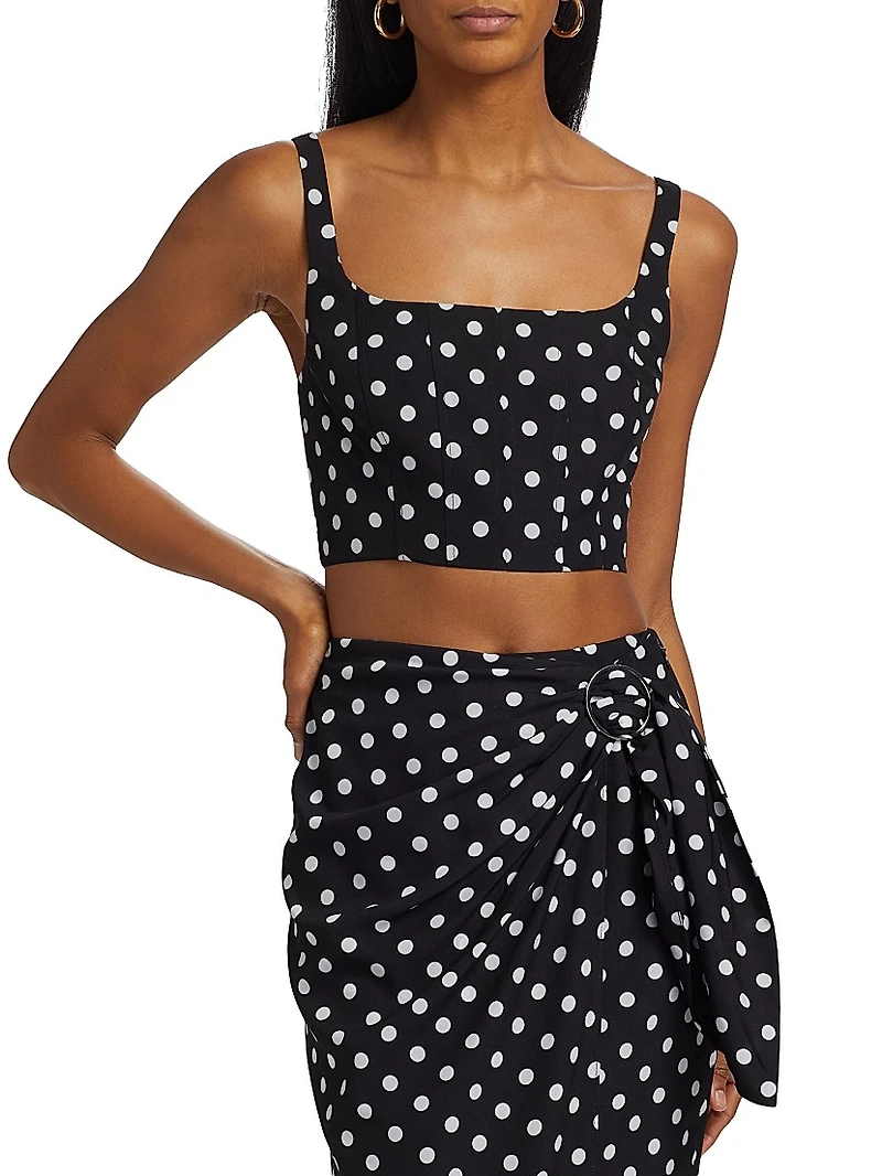 Rhea Polka Dot Cropped Corset Tank