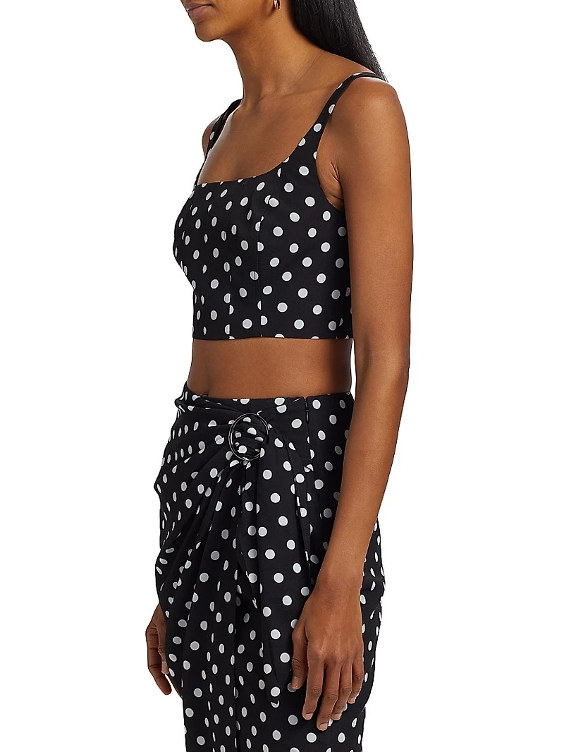 Rhea Polka Dot Cropped Corset Tank